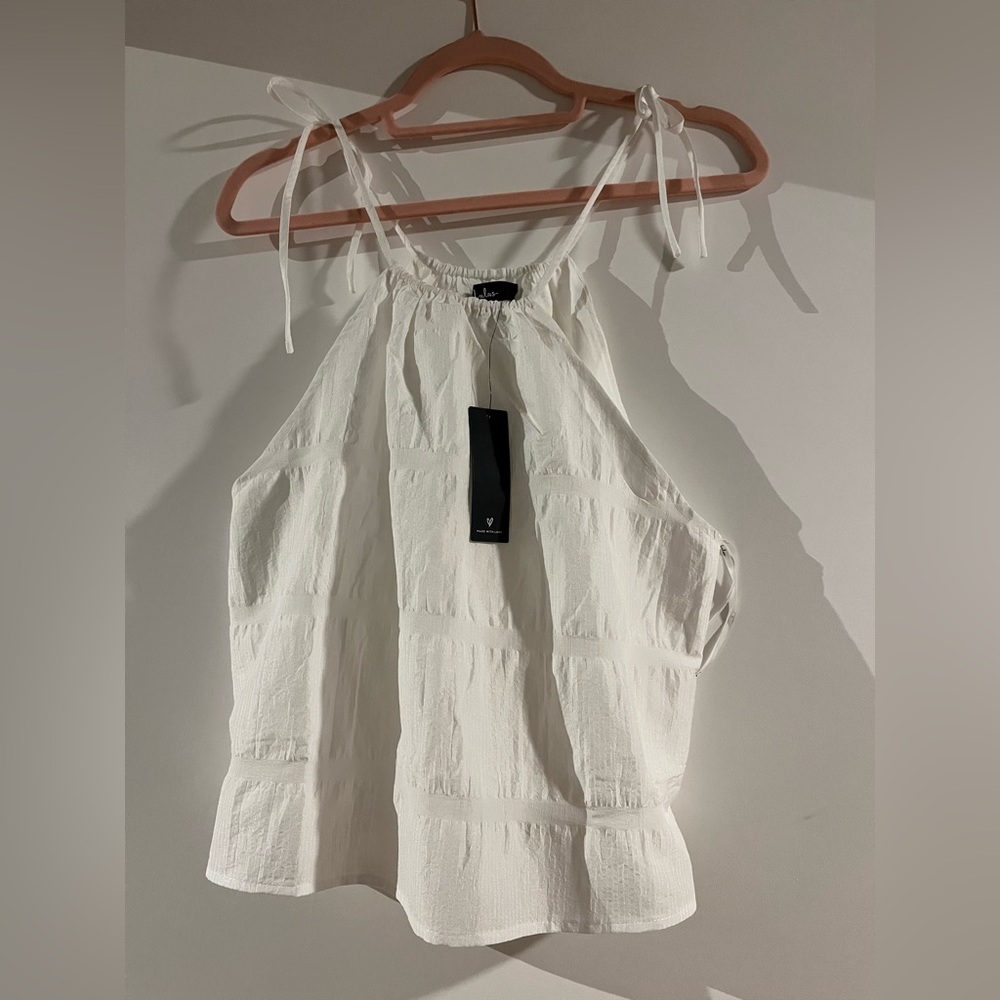 White flowy tie top